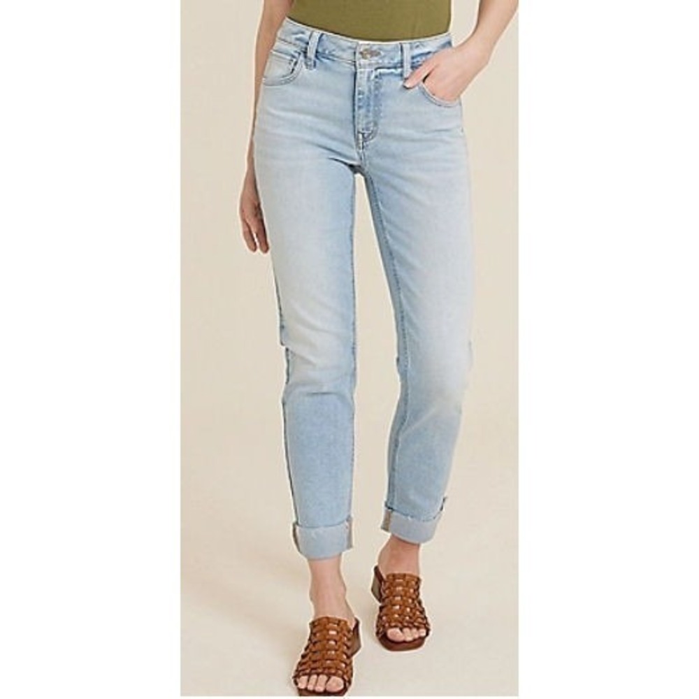 Maurices M Jeans Light Mid Rise Slim Straight Ankle Frayed Cuff Hem - Size 10